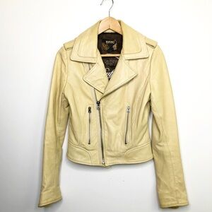 BUFFALO David Bitton tan leather Moto jacket